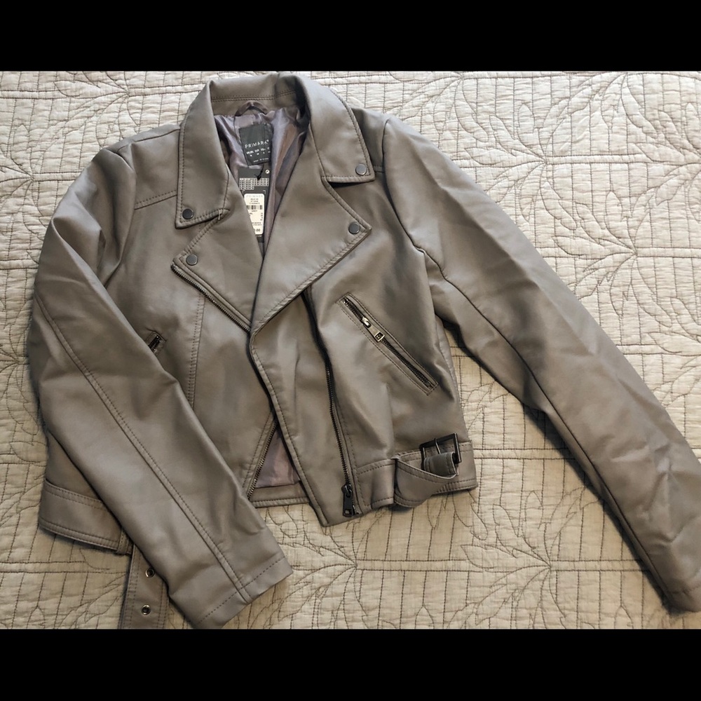 NWT Gray Leather Jacket